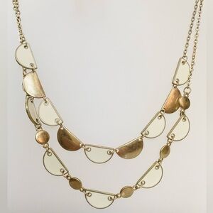 VTG CHARMING CHARLIE Gold and White Enamel Multi-Strand Necklace